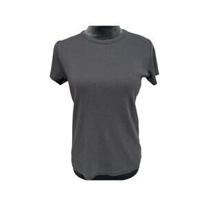 Womens black top short sleeves casual wear top ribbed cotton